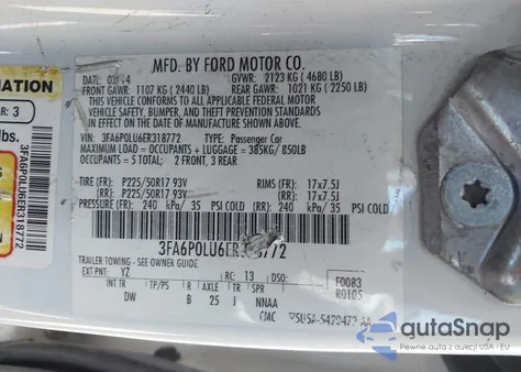 2014 Ford Fusion Hybrid Se z USA, uszkodzony, nr VIN 3FA6P0LU6ER318772